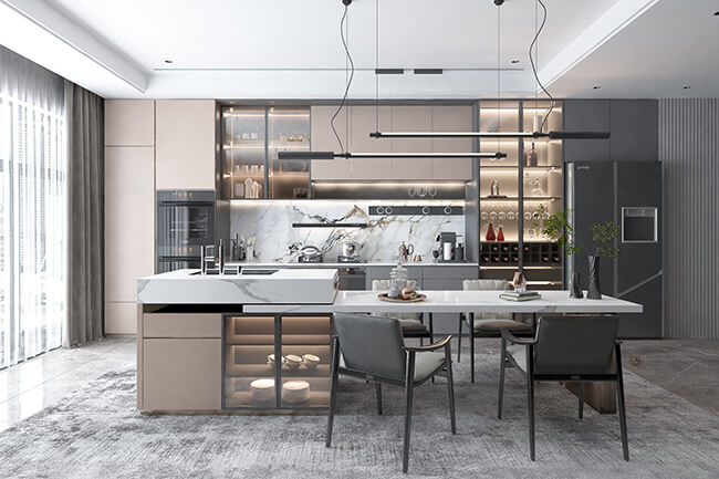 Royal Apex Kitchens - Contemporary Kitchen Contemporary kitchen with dark cabinets, granite countertops, and stainless steel appliances