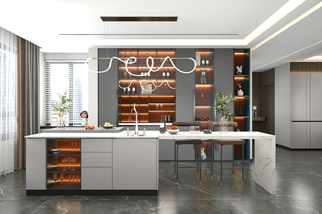 Royal Apex Kitchens - Kitchen with Breakfast Area Kitchen with a breakfast area that includes a table, chairs, and a buffet